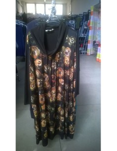 Vestito Autunno-Inverno Lungo Fantasia Con Rose