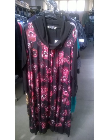 Vestito Autunno-Inverno Lungo Fantasia Con Rose