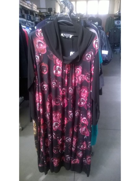 Vestito Autunno-Inverno Lungo Fantasia Con Rose