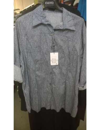 Camicia Evento elesticizzata con fantasia in blu e bianco