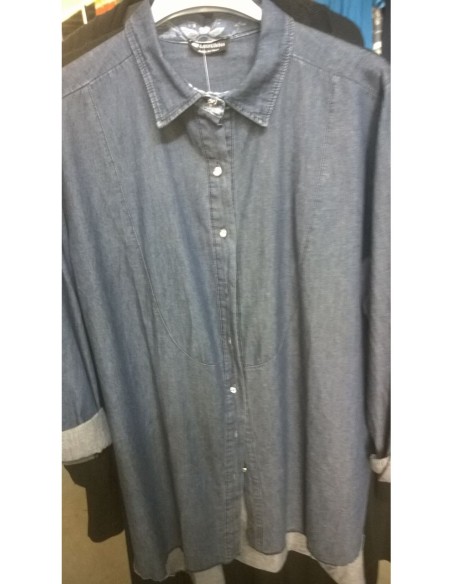 Camicia jeans  con bottoni brillantiini