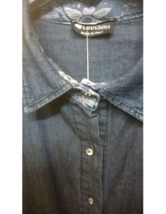 Camicia jeans  con bottoni brillantiini 2