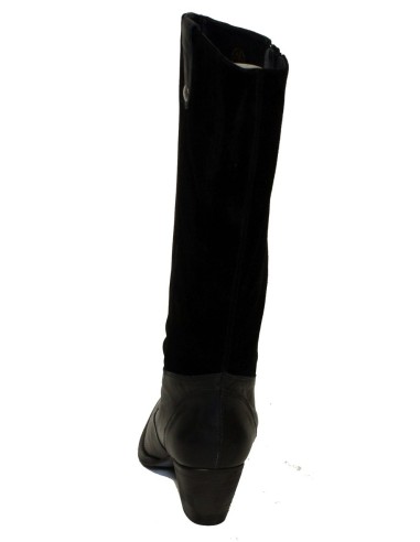 Stivale a gamba larga in pelle e in scamosciato marrone