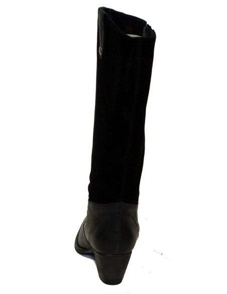 Stivale a gamba larga in pelle e in scamosciato marrone