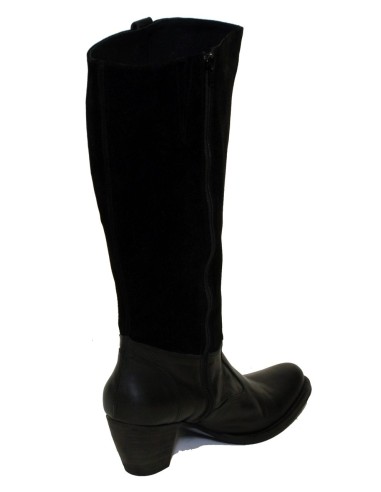 Stivale a gamba larga in pelle e in scamosciato marrone