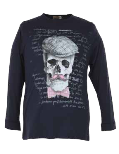 Maxfort - T-shirt manica lunga teschio 100% cotone