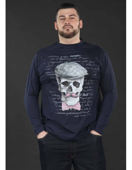 Maxfort - T-shirt manica lunga teschio 100% cotone