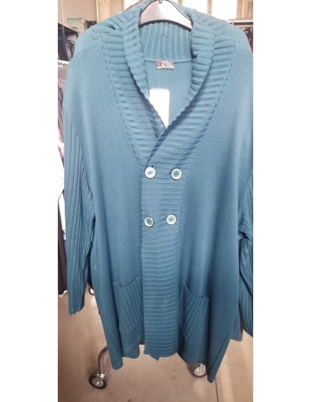 Cardigan cotone invernale Verde-Blu Petrolio