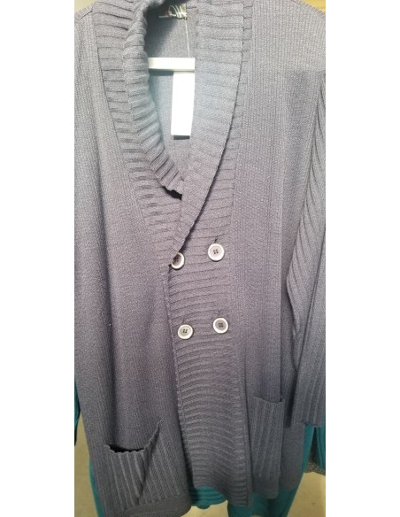 Cardigan cotone invernale GRIGIO-BLU AVIO