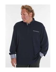 Polo manica lunga Maxfort collo camicia colore blu