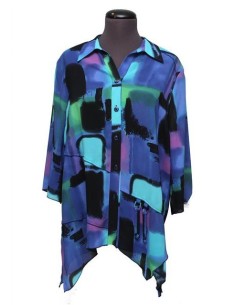 Camicia fantasia azzurro nero