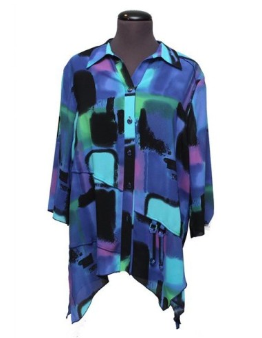 Camicia fantasia azzurro nero