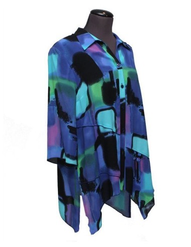 Camicia fantasia azzurro nero