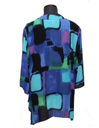 Camicia fantasia azzurro nero