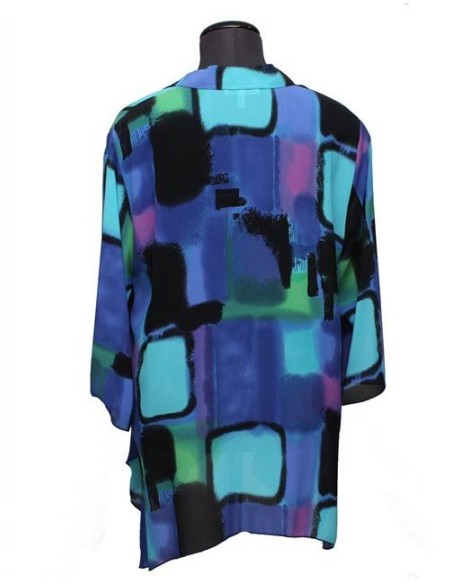 Camicia fantasia azzurro nero