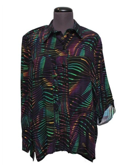 Camicia Sempre Più by Chalou  fantasia nero fuxia verde
