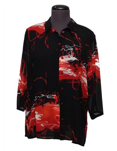 Camicia Chalou fantasia nero rosso