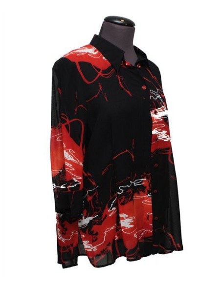 Camicia Chalou fantasia nero rosso