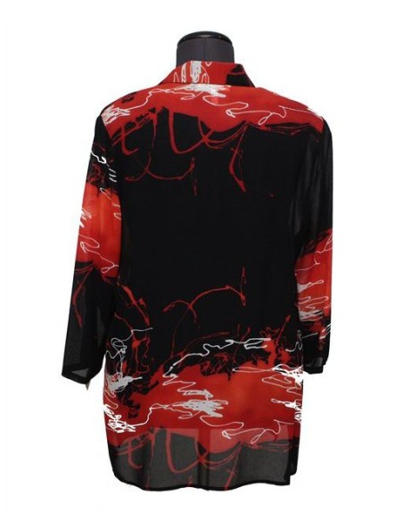 Camicia Chalou fantasia nero rosso