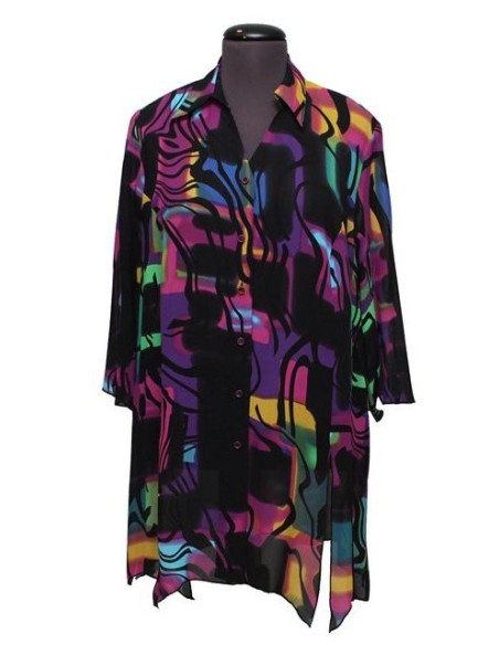 Chalou Camicia fantasia giallo fuxia nero