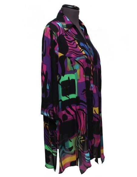 Chalou Camicia fantasia giallo fuxia nero