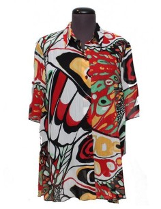 Chalou Camicia fantasia bianco rosso nero