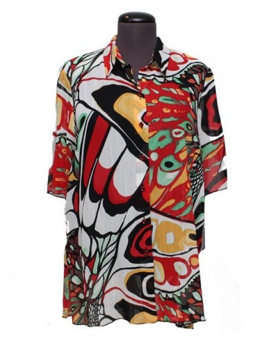 Chalou Camicia fantasia bianco rosso nero