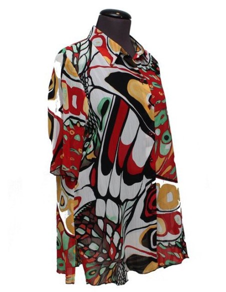 Chalou Camicia fantasia bianco rosso nero