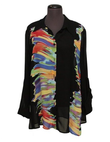 Camicia fantasia azzurro nero viola