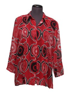 Camicia Chalou fantasia rosso nero