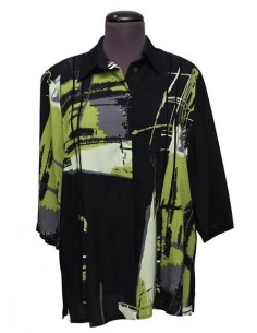 Camicia fantasia nero e verde