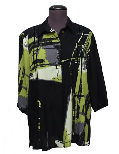 Camicia fantasia nero e verde