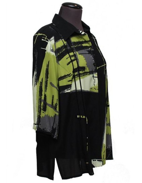 Camicia fantasia nero e verde