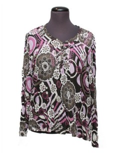 No secret Camicia fantasia rosa prugna grigio