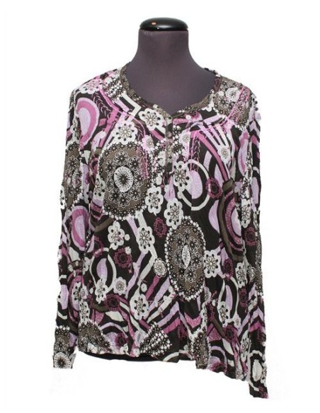 No secret Camicia fantasia rosa prugna grigio