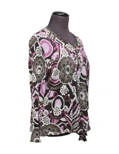 No secret Camicia fantasia rosa prugna grigio
