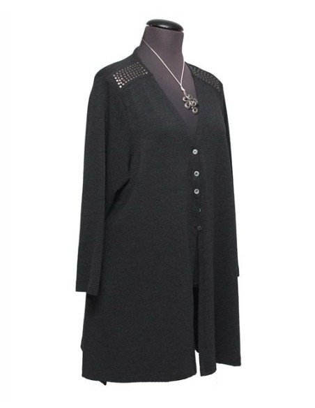 Cardigan grigio con borchie invernale