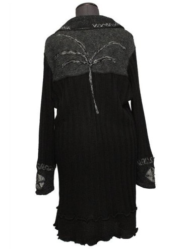 Cardigan lungo grigio con ricami in lana Cardigan lungo grigio con ricami in lana