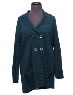 Cardigan cotone invernale verde petrolio