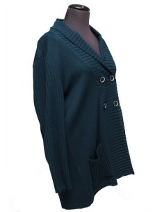 Cardigan cotone invernale verde petrolio 2