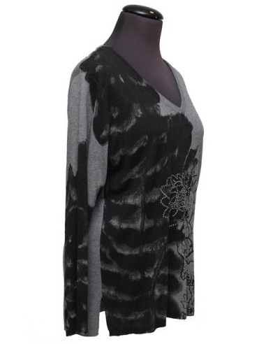 Maglia V lana grigio fantasia