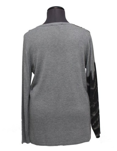 Maglia V lana grigio fantasia