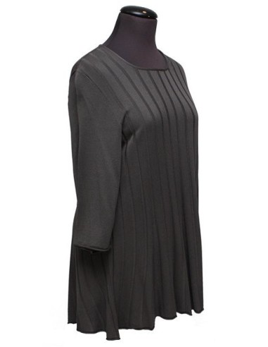 Maglia girocollo a trapezio tortora