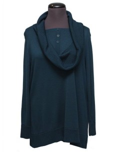 Maglia collo a ciambella cotone invernale verde petrolio
