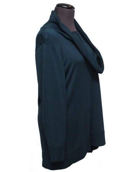 Maglia collo a ciambella cotone invernale verde petrolio