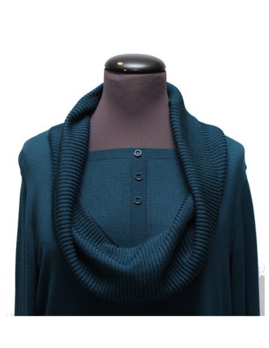 Maglia collo a ciambella cotone invernale verde petrolio