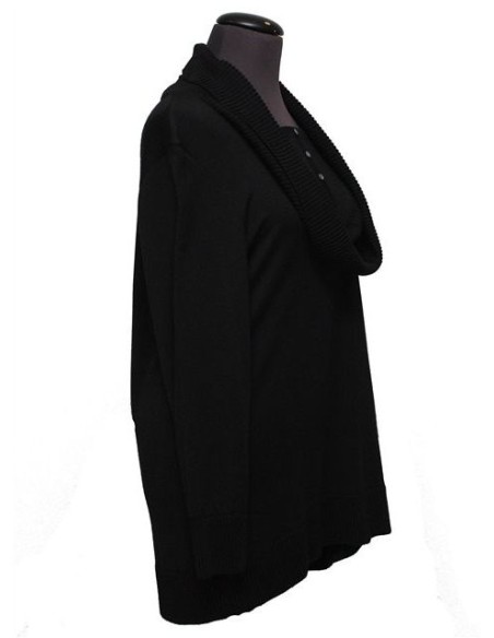 Maglia collo a ciambella cotone invernale nero