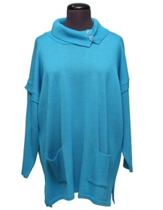 Maglia collo alto turchese con bottone invernale taglia 50 tedesca = 56 italiana