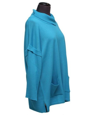 Maglia collo alto turchese con bottone invernale taglia 50 tedesca = 56 italiana Maglia collo alto turchese con bottone invernale taglia 50 tedesca = 56 italiana