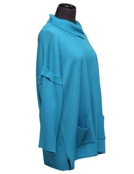 Maglia collo alto turchese con bottone invernale taglia 50 tedesca = 56 italiana